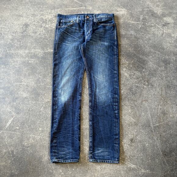 H&M Other - H&M Denim Jeans Mens 30x32 Blue Pants Faded Honeycomb Straight Dark Button Fly
